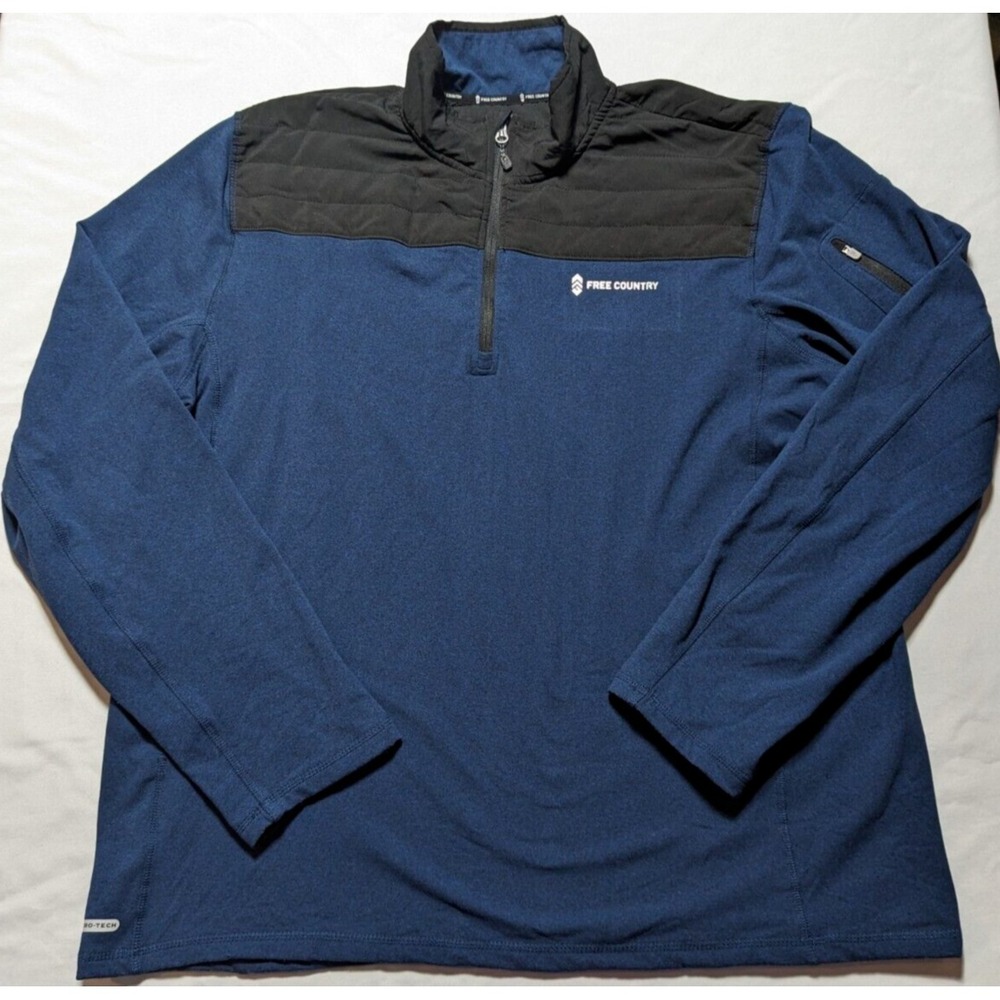 FREE COUNTRY MICRO-TECH Men Size 2XL Blue 1/4 Zip Stretch Blend Pullover